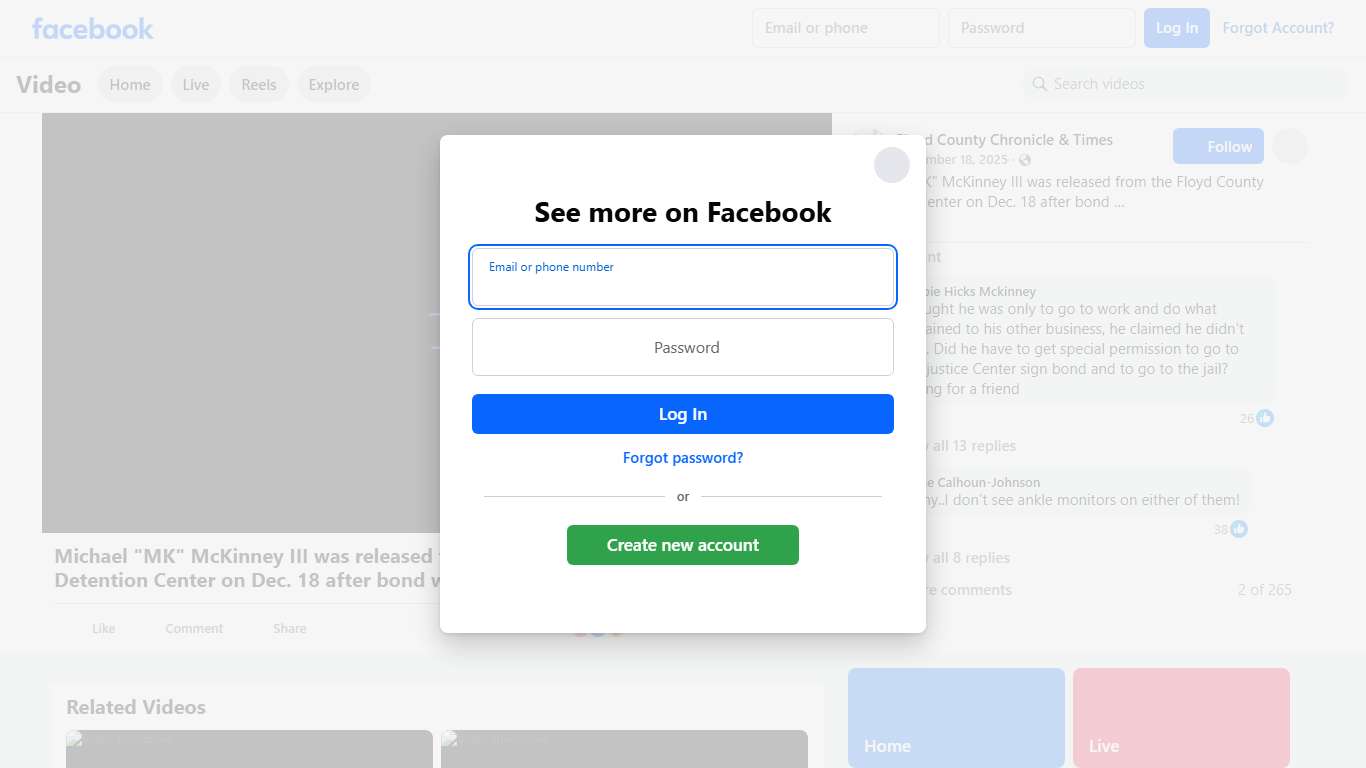 Michael "MK" McKinney III was released from the Floyd County Detention Center on Dec. 18 after bond was posted on his behalf in the case in which he is accused of murder and evidence tampering connected to the 2023 stabbing death of Amber Spradlin in Floyd County. Floyd County Chronicle & Times Facebook